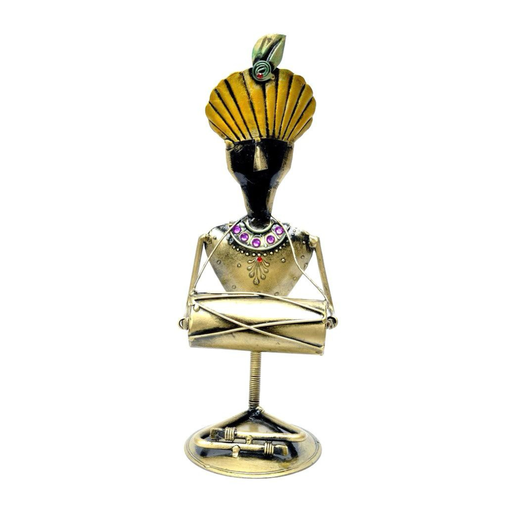 Excellent Build Metal Lord Krishna In Musical Theme Décor Gift By Tamrapatra