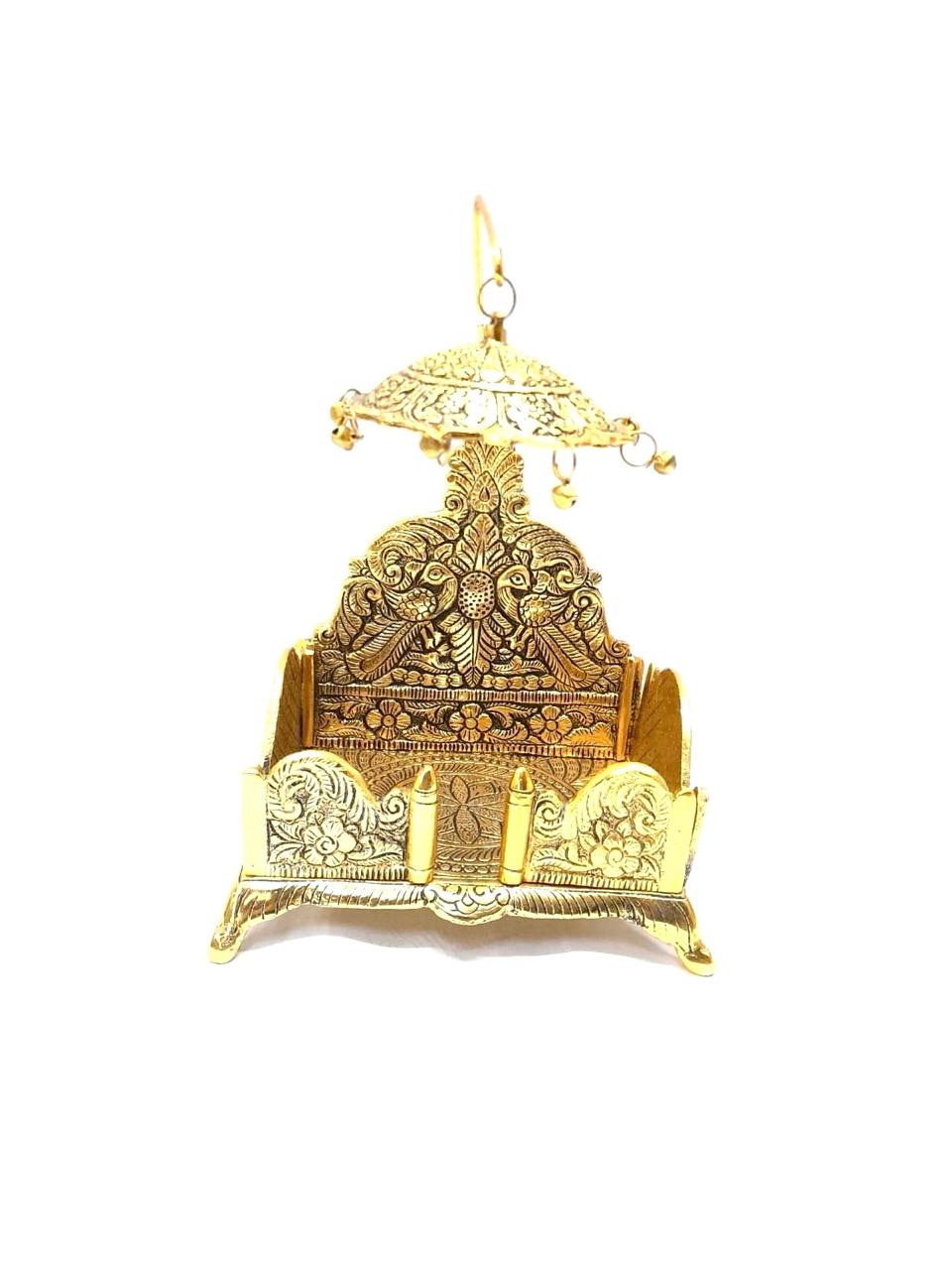 Beautiful Metal Singhasan Throne For Placing Religious Idols By Tamrapatra