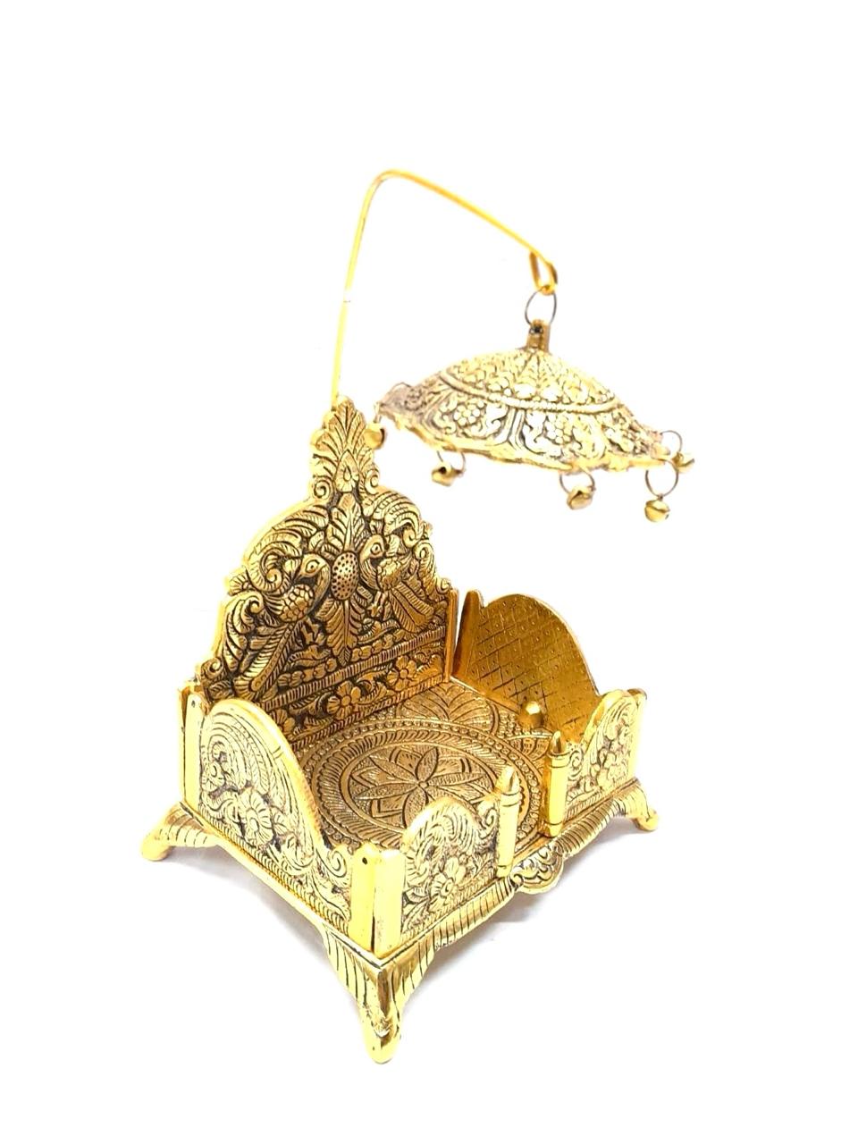 Beautiful Metal Singhasan Throne For Placing Religious Idols By Tamrapatra