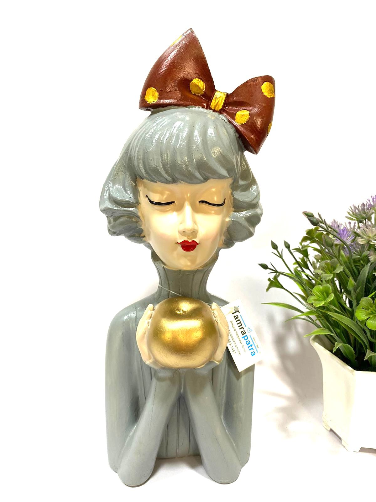 Cute Girl Holding Apple Exclusive Range Of Showpiece For Decor By Tamrapatra