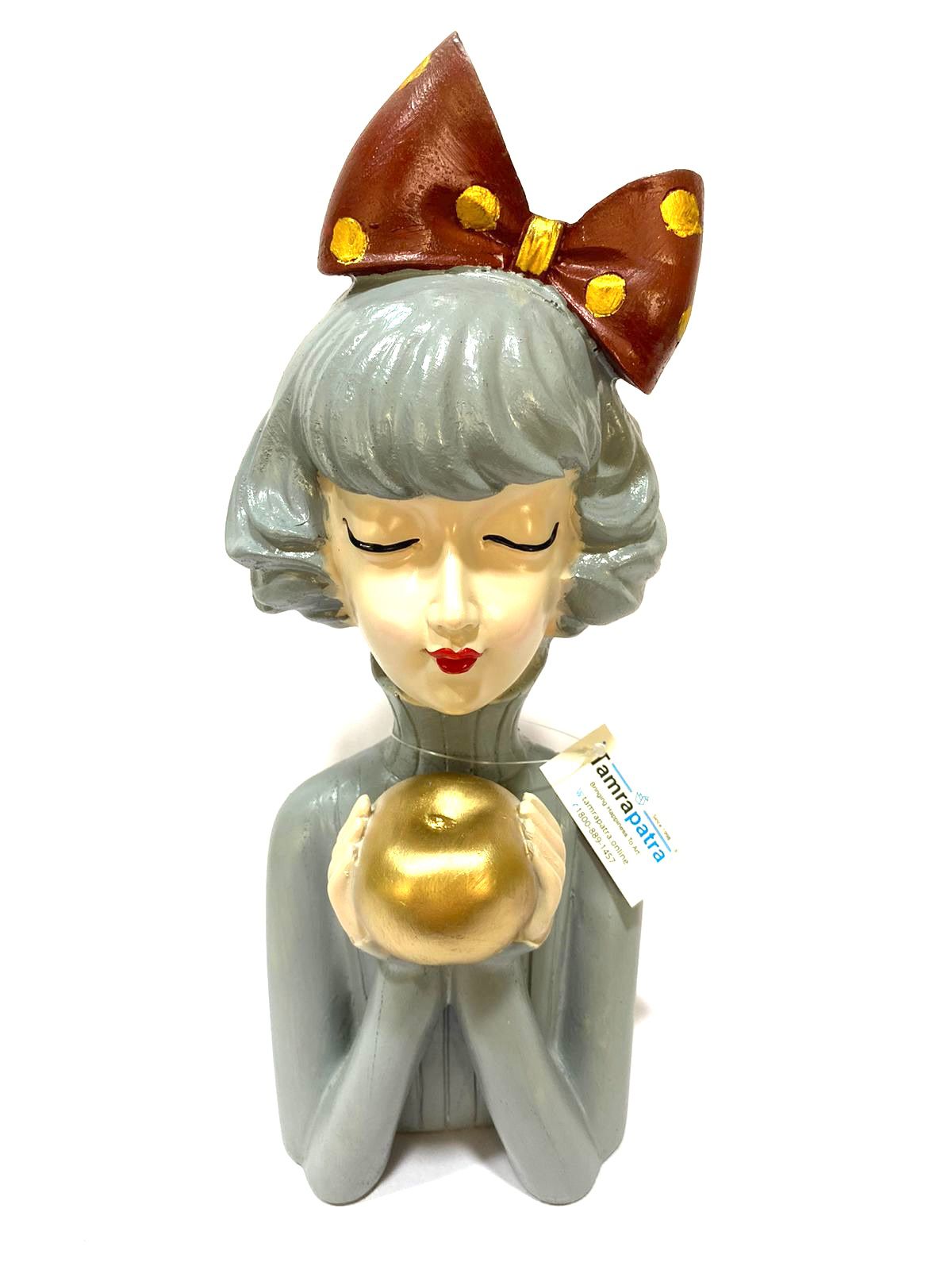 Cute Girl Holding Apple Exclusive Range Of Showpiece For Decor By Tamrapatra
