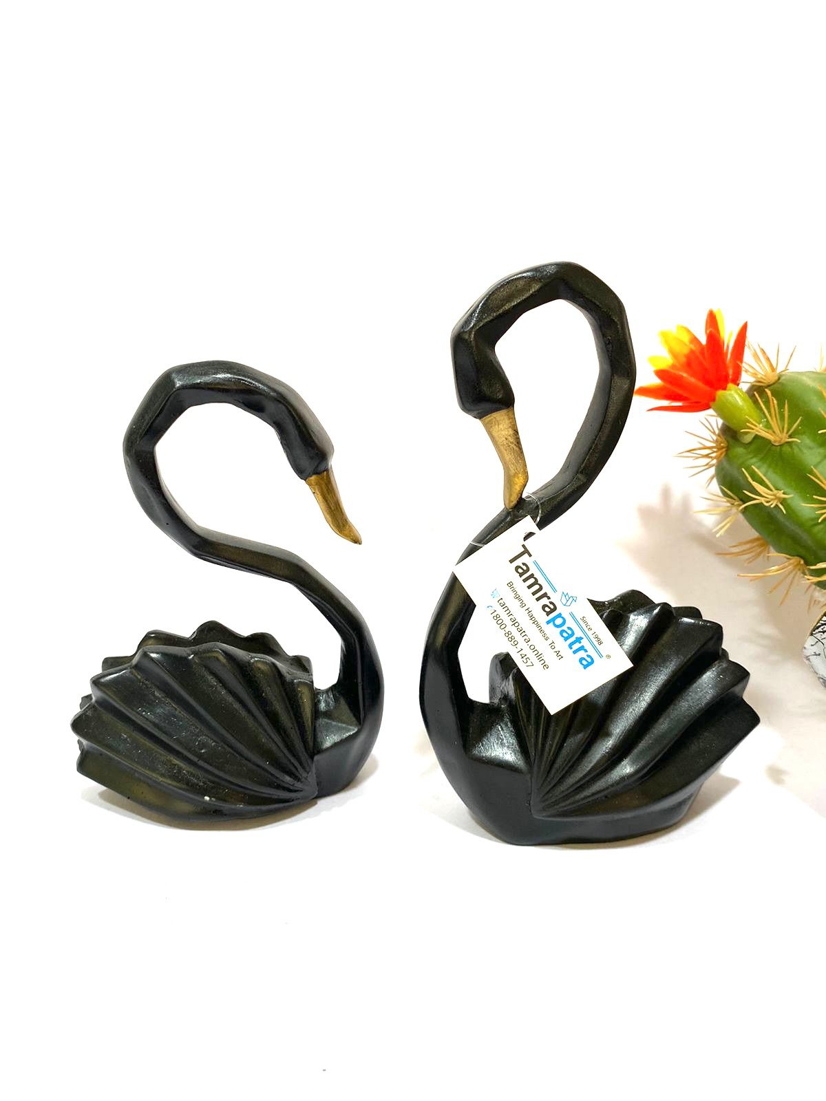 Swan Pair Geometrical Shape Modern Set Of 2 Birds Home Décor By Tamrapatra