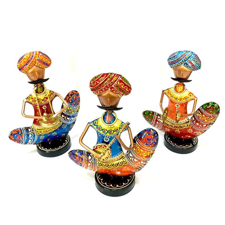 Metal Musicians Turban Indian Make Handcrafted Idols Showpiece Tamrapatra