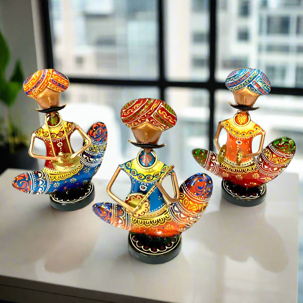 Metal Musicians Turban Indian Make Handcrafted Idols Showpiece Tamrapatra