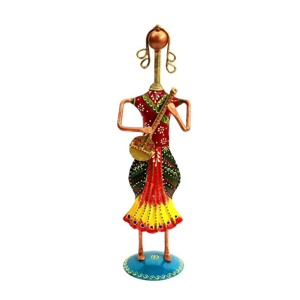 Lady Musicians In Traditional Attire Excellent Iron Build Handmade Tamrapatra