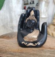 Sculpture Resin Ganesha Buddha On Hand Palm Showpiece By Tamrapatra
