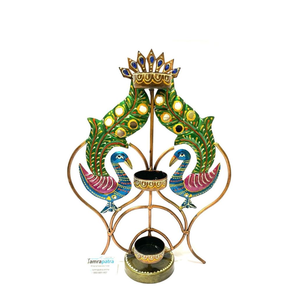 Exclusive Peacock Tealight Stand Home Candle Festival Decoration By Tamrapatra