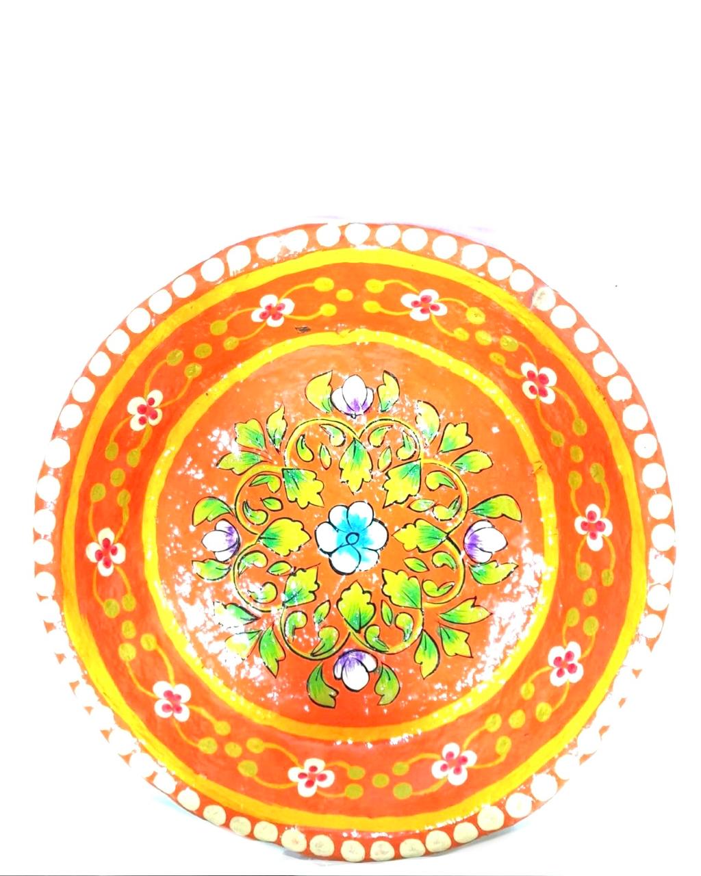 Platter Leaf Floral Orange Paper Mache Exclusive Décor Various Size By Tamrapatra