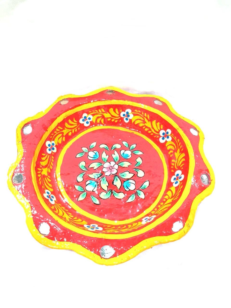 Platter Leaf Floral Orange Paper Mache Exclusive Décor Various Size By Tamrapatra