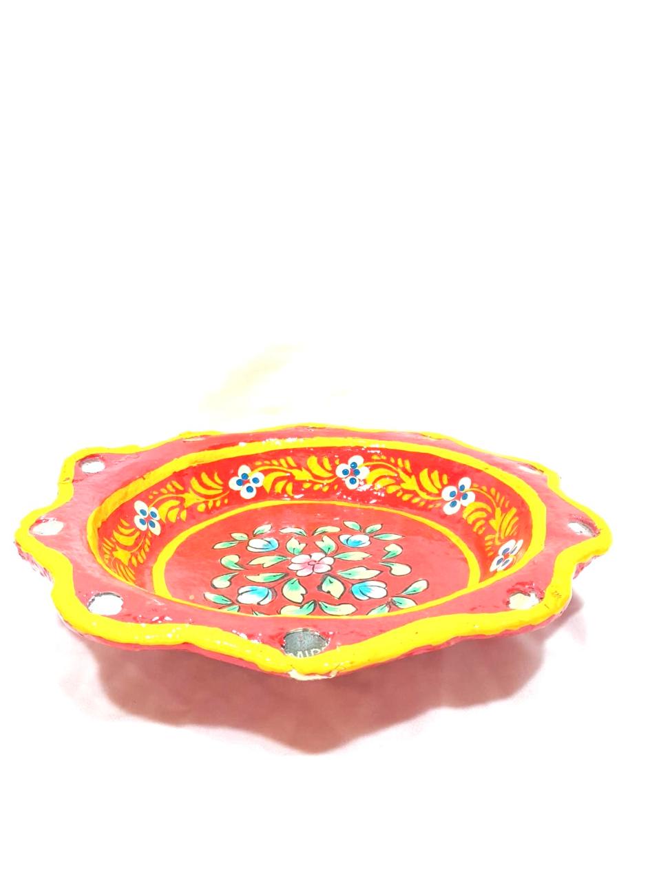 Platter Leaf Floral Orange Paper Mache Exclusive Décor Various Size By Tamrapatra