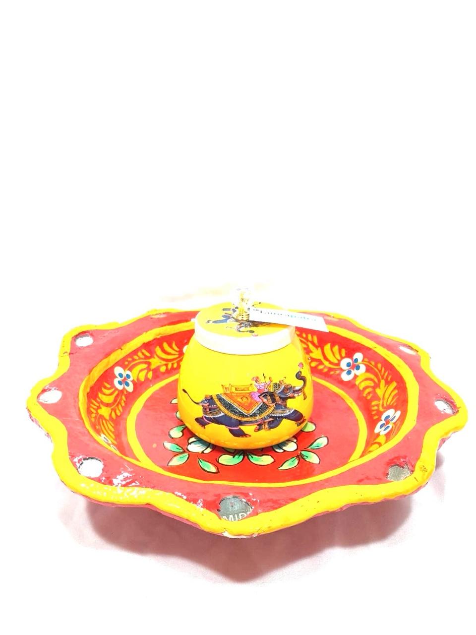 Platter Leaf Floral Orange Paper Mache Exclusive Décor Various Size By Tamrapatra