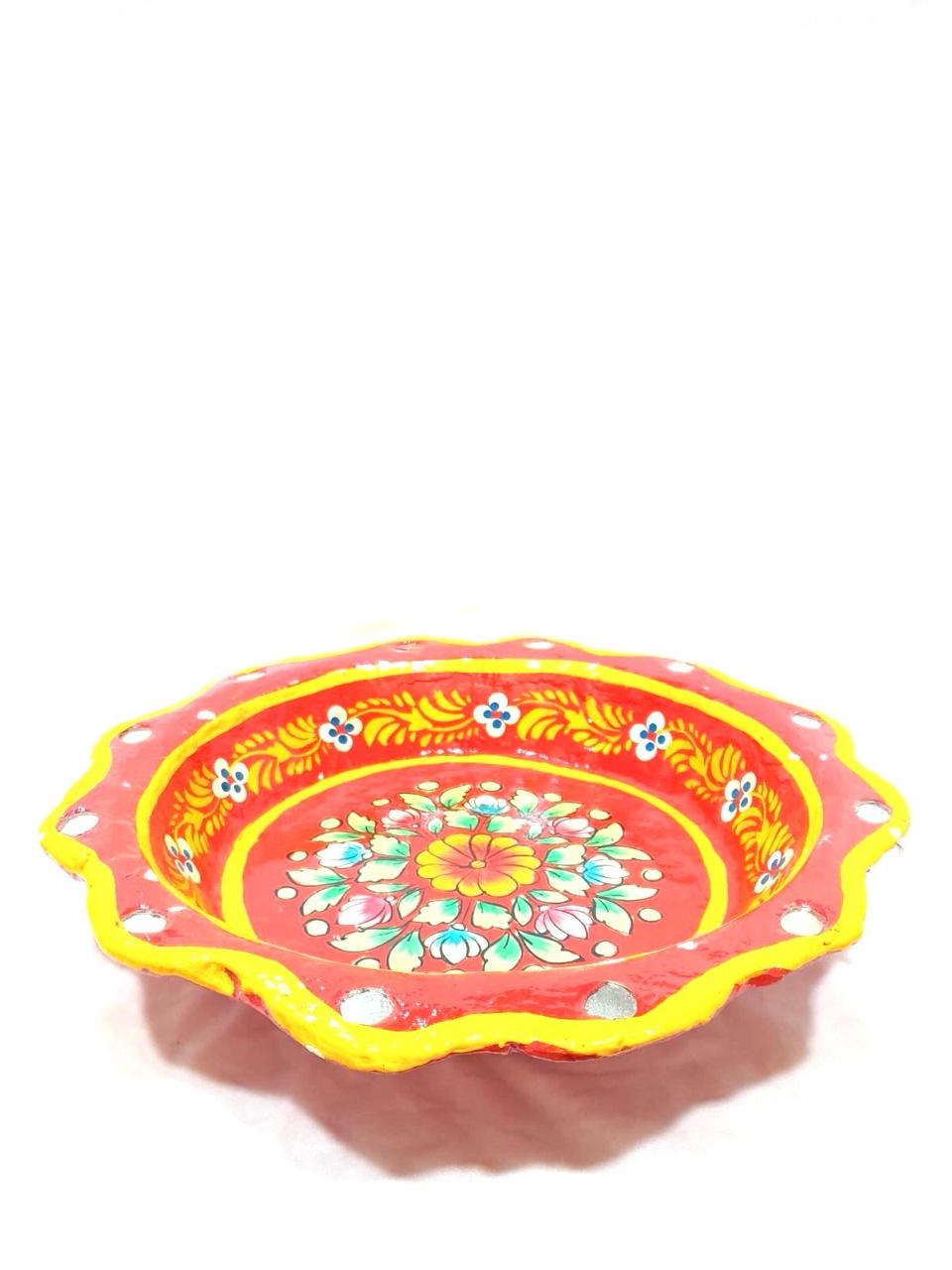 Platter Leaf Floral Orange Paper Mache Exclusive Décor Various Size By Tamrapatra