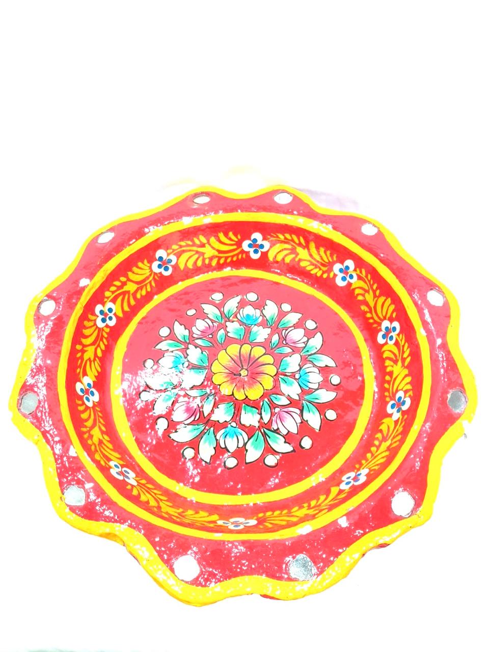 Platter Leaf Floral Orange Paper Mache Exclusive Décor Various Size By Tamrapatra