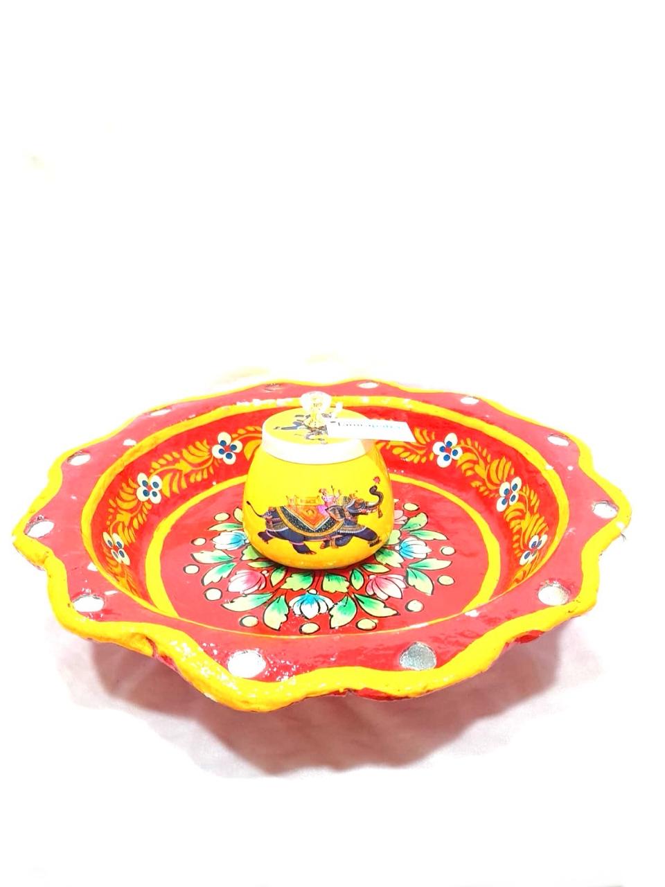 Platter Leaf Floral Orange Paper Mache Exclusive Décor Various Size By Tamrapatra