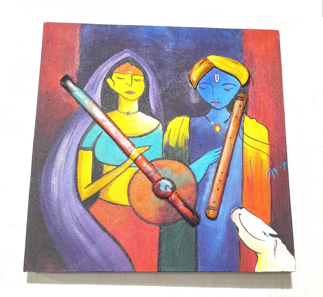 Radha Krishna Canvas Paintings New Arrivals Hand Painted Religious By Tamrapatra