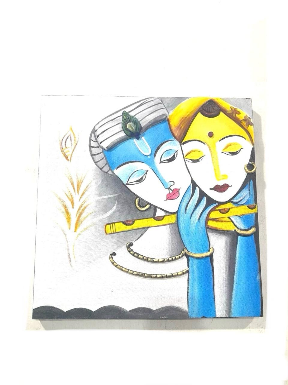 Radha Krishna Canvas Paintings New Arrivals Hand Painted Religious By Tamrapatra