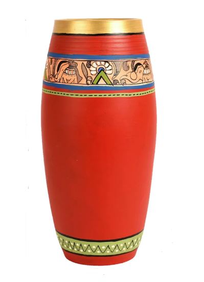 Exclusive Madhu Bani Pots With Eccentric Design In Shades Of Red Tamrapatra