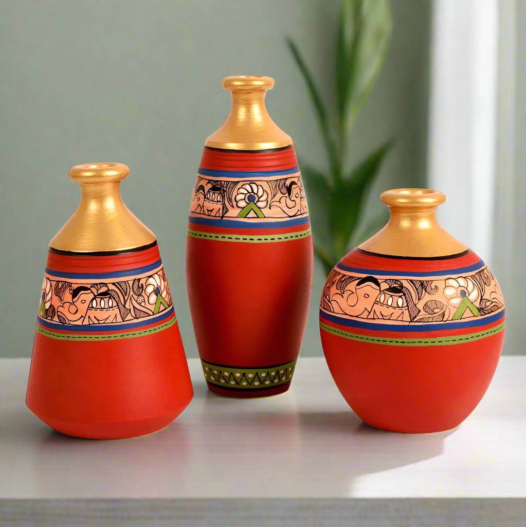Shades Of Red Exotic Pottery Madhu Bani Different Shapes Pot New By Tamrapatra