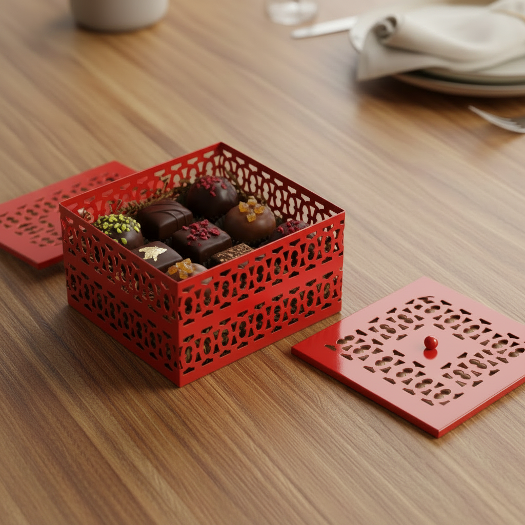 Square Metal Box Storage Jars Carving Handcrafted In India From Tamrapatra - Tamrapatra