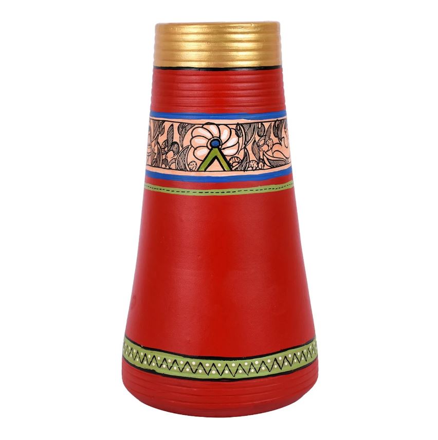 Exclusive Madhu Bani Pots With Eccentric Design In Shades Of Red Tamrapatra