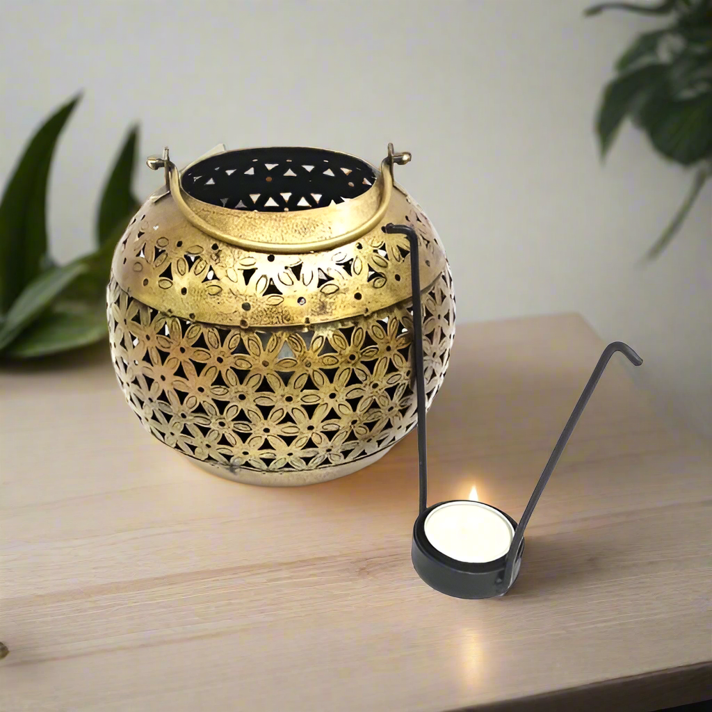 Round Tea Light Holder Hanging Place Aroma Candles For Decoration Tamrapatra