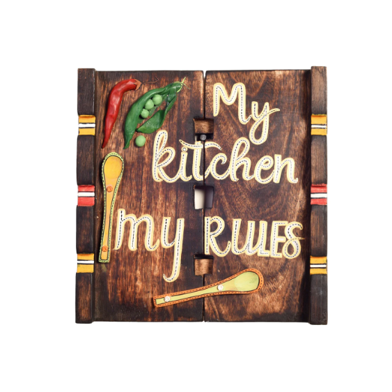 My Kitchen My Rules Beautiful Wooden Unique Wall Art Handcrafted By Tamrapatra