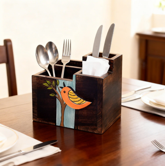 Combo Napkin & Cutlery Holder Floral Designer Utility For Home By Tamrapatra