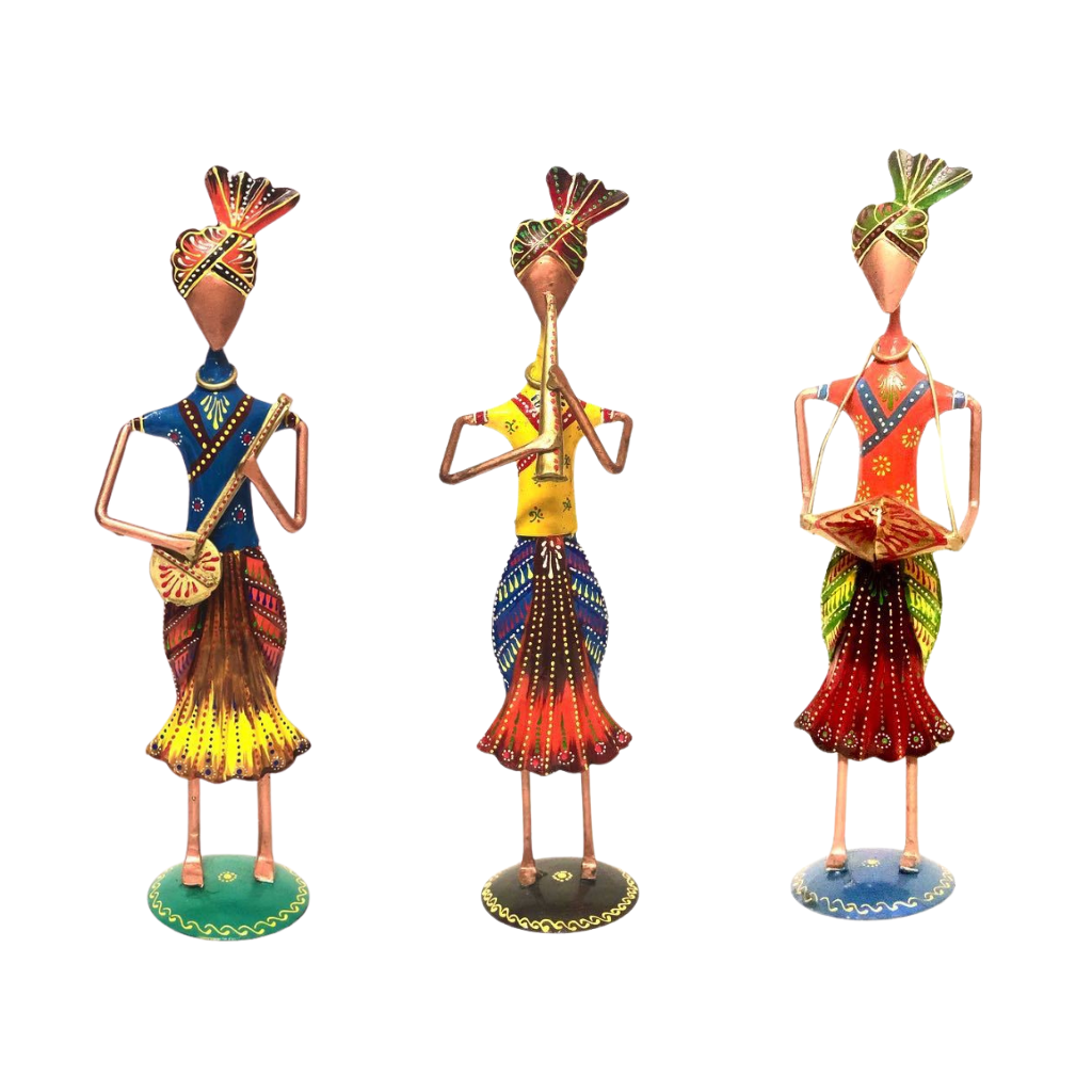 Turban Man Playing Musical Instruments Metal Art Traditional From Tamrapatra - Tamrapatra