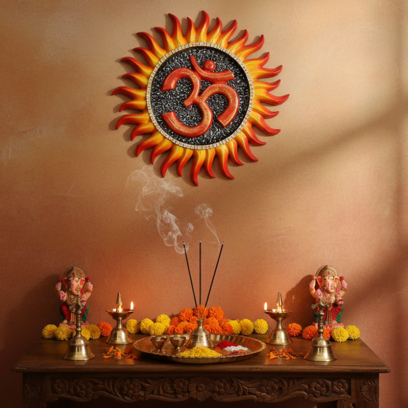 Attractive Design Surya With Om Resin Wall Artwork Sun Decor Tamrapatra - Tamrapatra