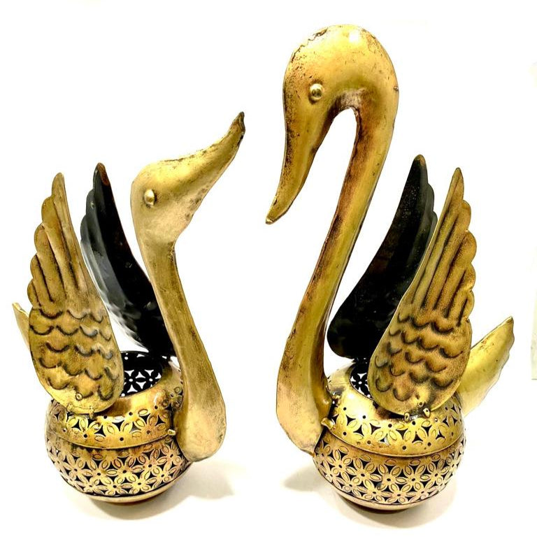 Swan Pair Lucky Vastu In Wide Range Of Metal Tealight Holder Gifts By Tamrapatra