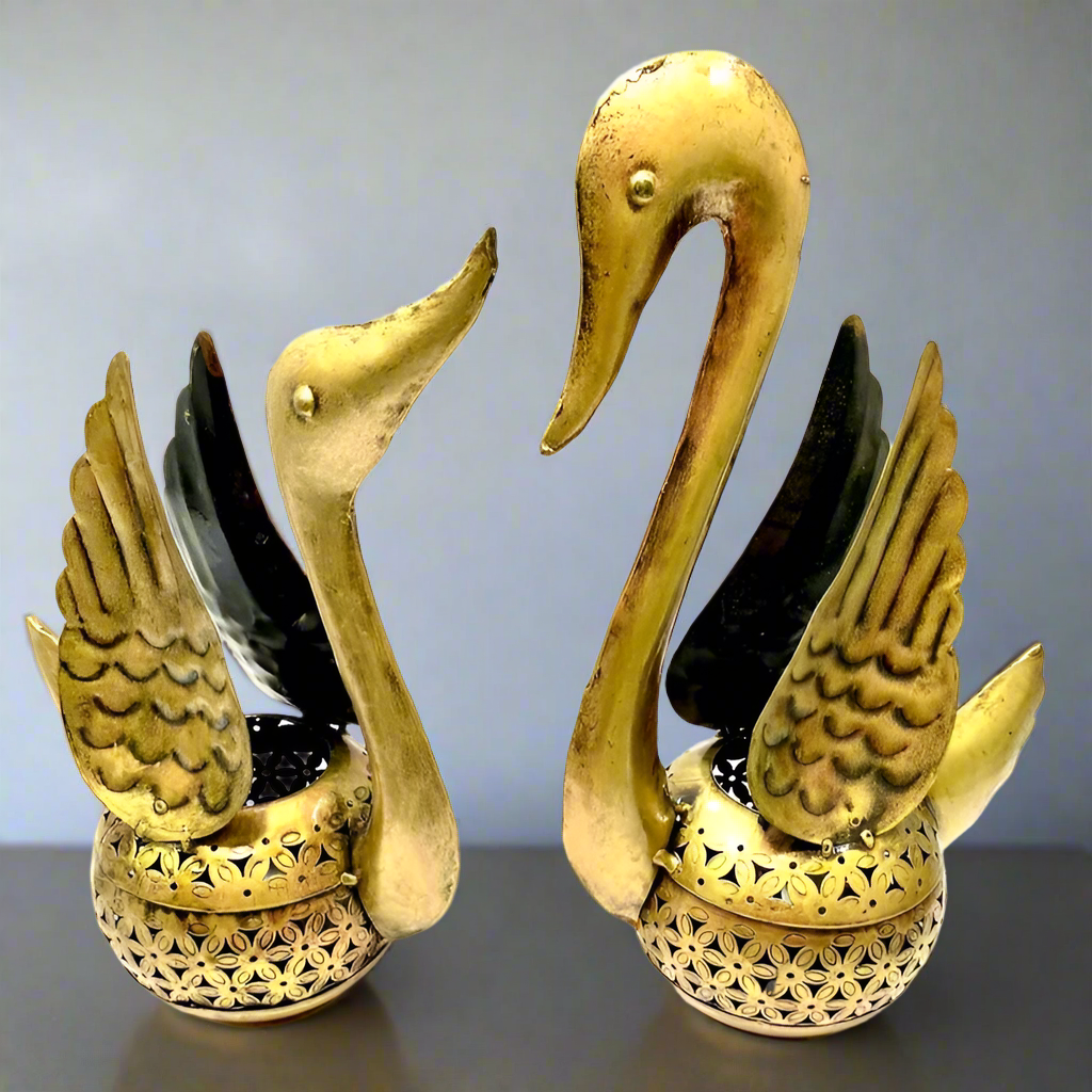 Swan Pair Lucky Vastu In Wide Range Of Metal Tealight Holder Gifts By Tamrapatra