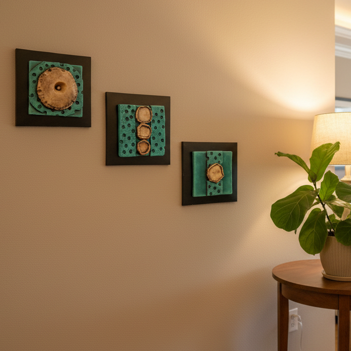 Teal Green Handcrafted Floral Plates For Home Uniquely Wall Décor Tamrapatra - Tamrapatra