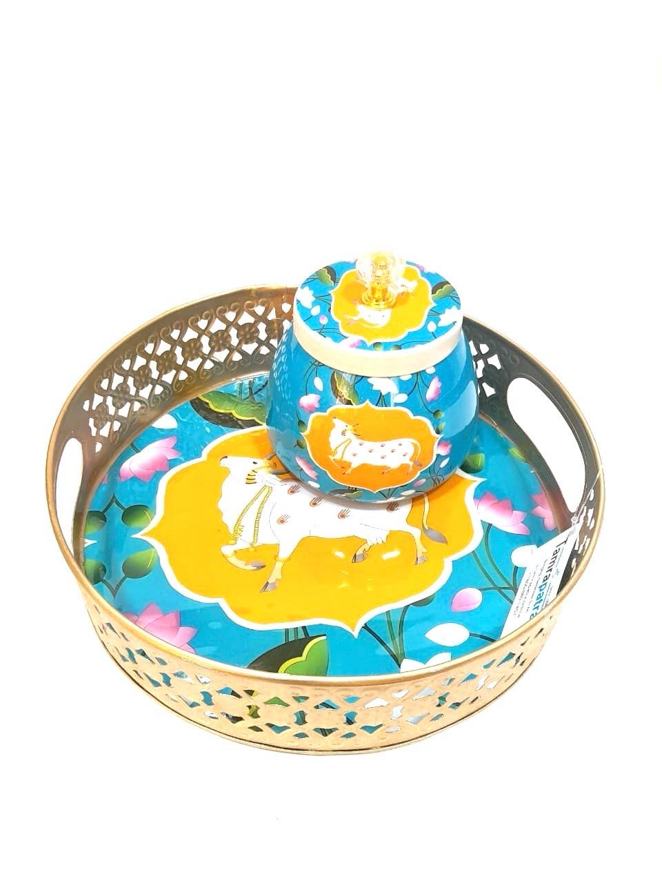 Platter With Jar Set In New Designs Metal Handcrafted Home Utility From Tamrapatra