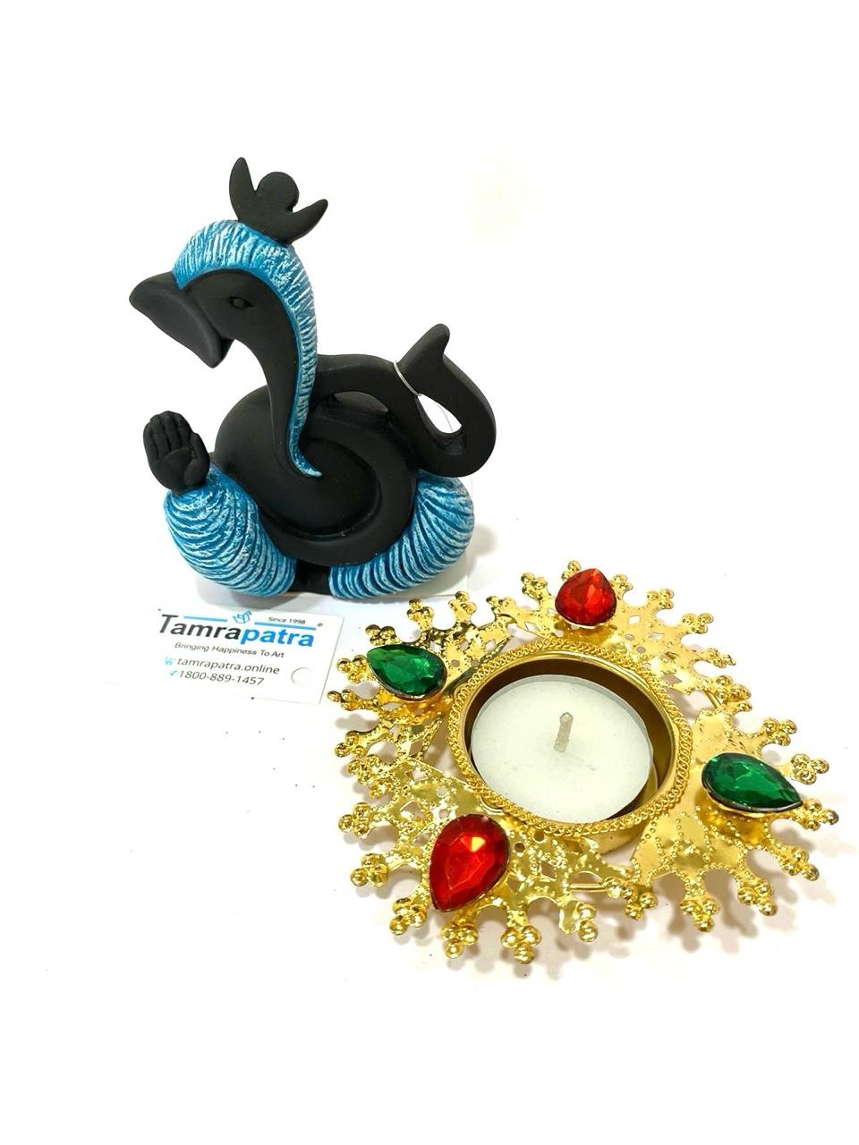Tea Light Holders in Various Design Pooja Return Gift Ideas Handmade Tamrapatra