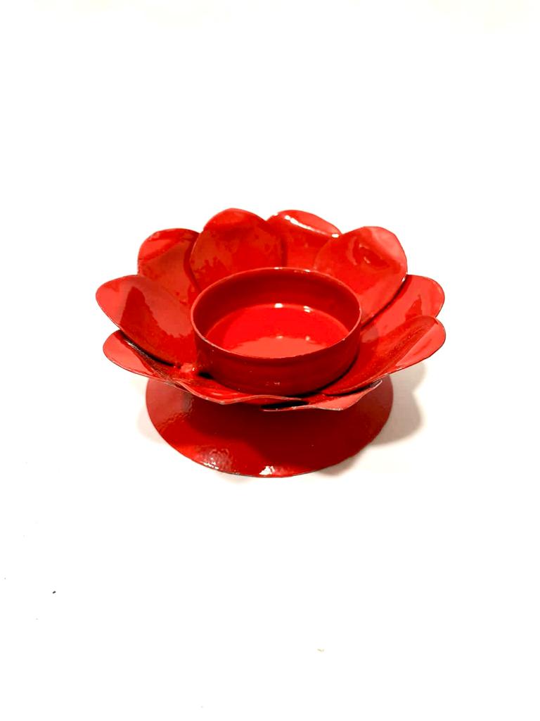 Lotus Metal Candle Holder Gifting's Tealight Diwali Festival Temple Décor Tamrapatra