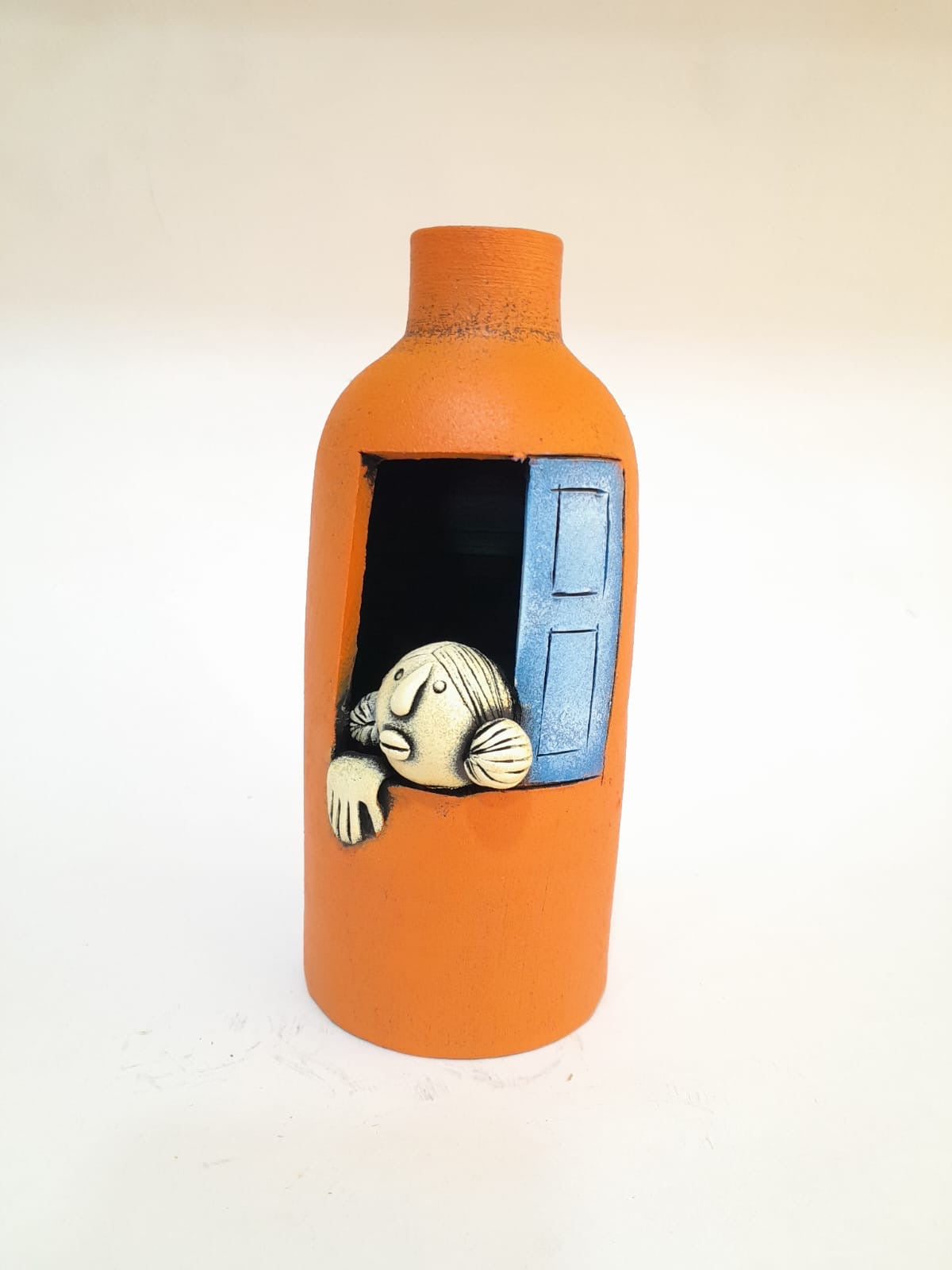 Female Peeping Face Pot Unique Pottery Studio Various Shades By Tamrapatra - Tamrapatra