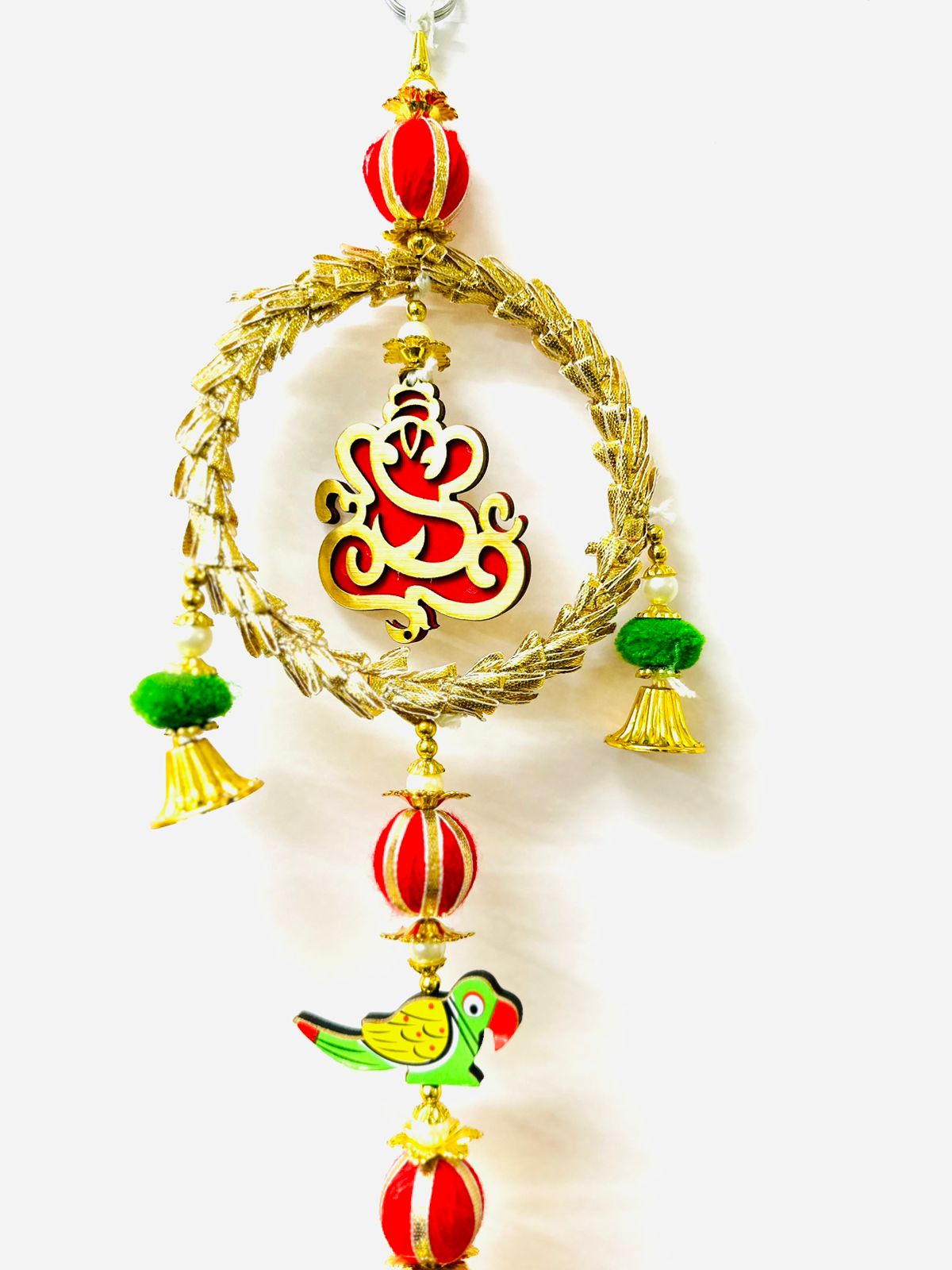 Hangings Ganesh In Ring With Parrot Floral Designs New Arrival From Tamrapatra