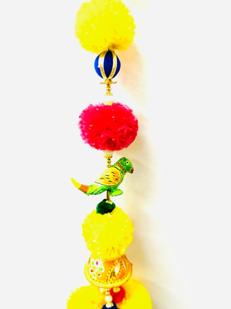 Traditional Hangings Parrot With Floral Theme Set Of 2 Handcrafted By Tamrapatra