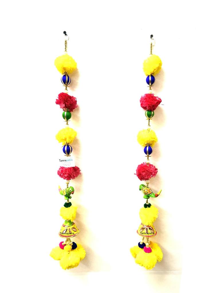 Traditional Hangings Parrot With Floral Theme Set Of 2 Handcrafted By Tamrapatra