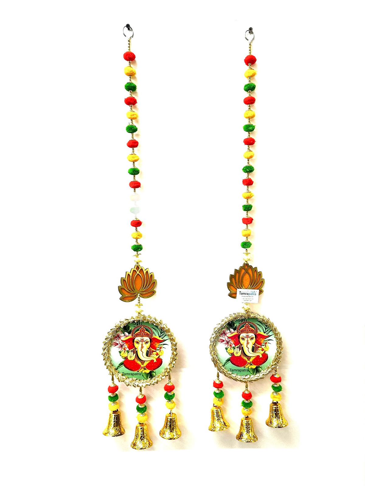 Ganesh Hangings With Bells Exclusive Home Décor Lotus Set of 2 From Tamrapatra