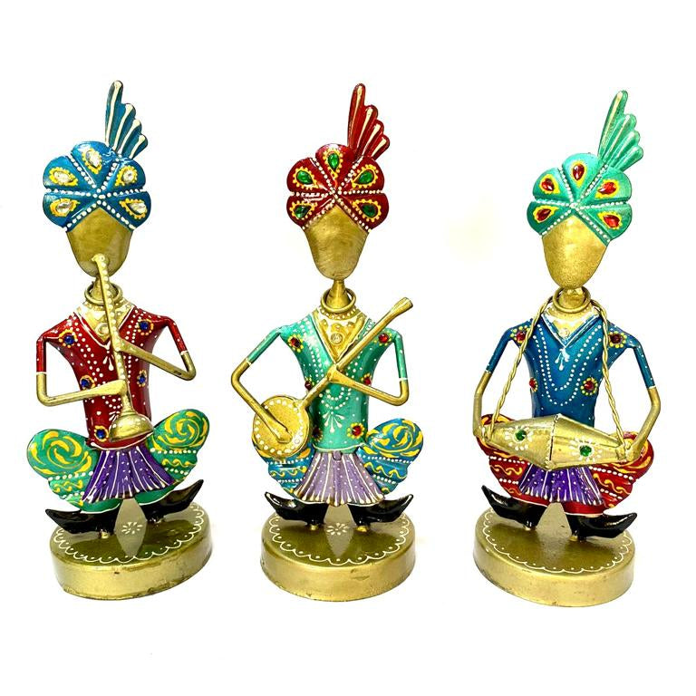 Turban Wearing Musicians Handcrafted From Metal Art Exclusively By Tamrapatra