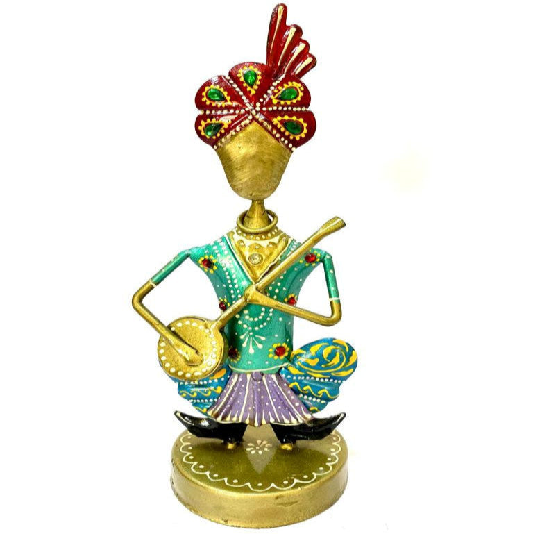 Turban Wearing Musicians Handcrafted From Metal Art Exclusively By Tamrapatra