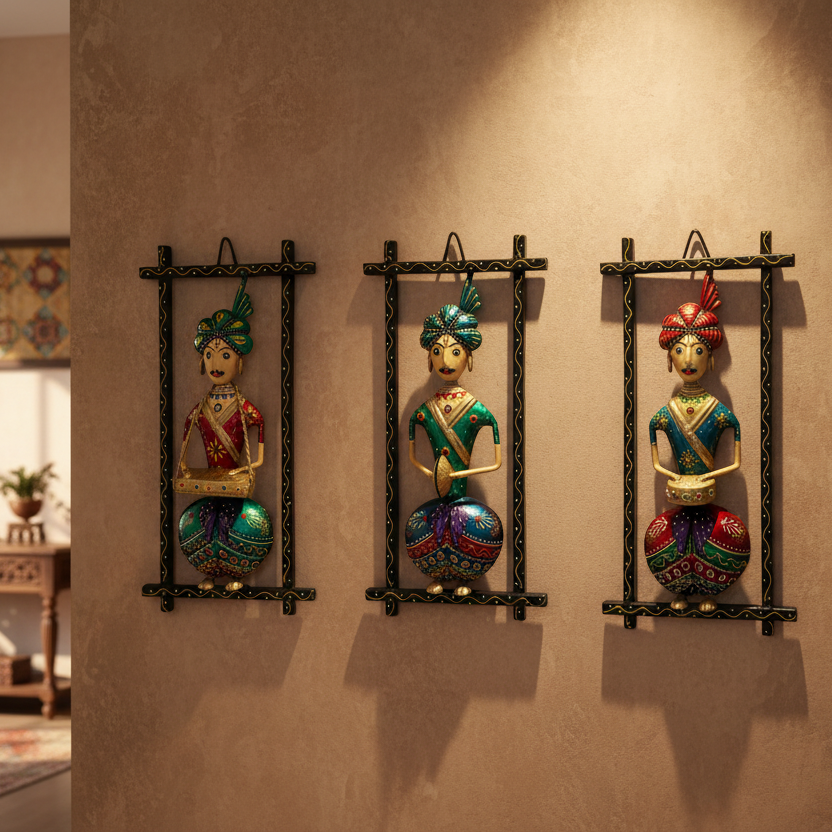 Face Musical Frame Style Indian Classical Musical Metal Wall Frame By Tamrapatra