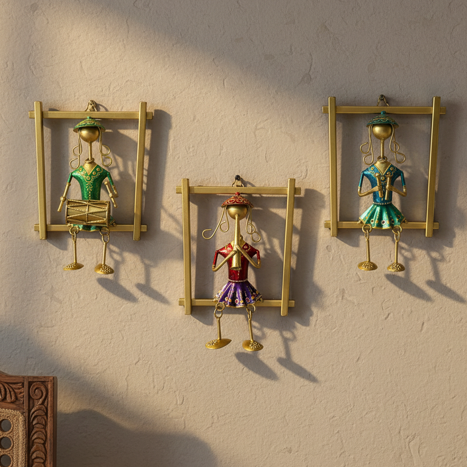 Frames Handcrafted Form Metal Musician Lady Hanging Décor From Tamrapatra