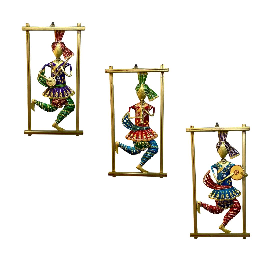 Musical Theme Wall Hanging Traditional Man Playing Instruments By Tamrapatra - Tamrapatra