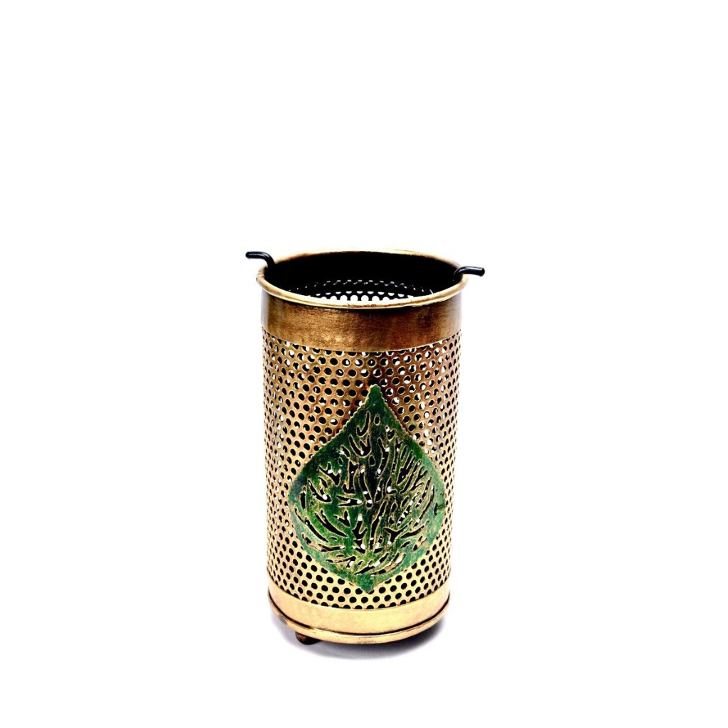 Metal Carving Leaf Style Candle Holder Decorative Lightings Tamrapatra