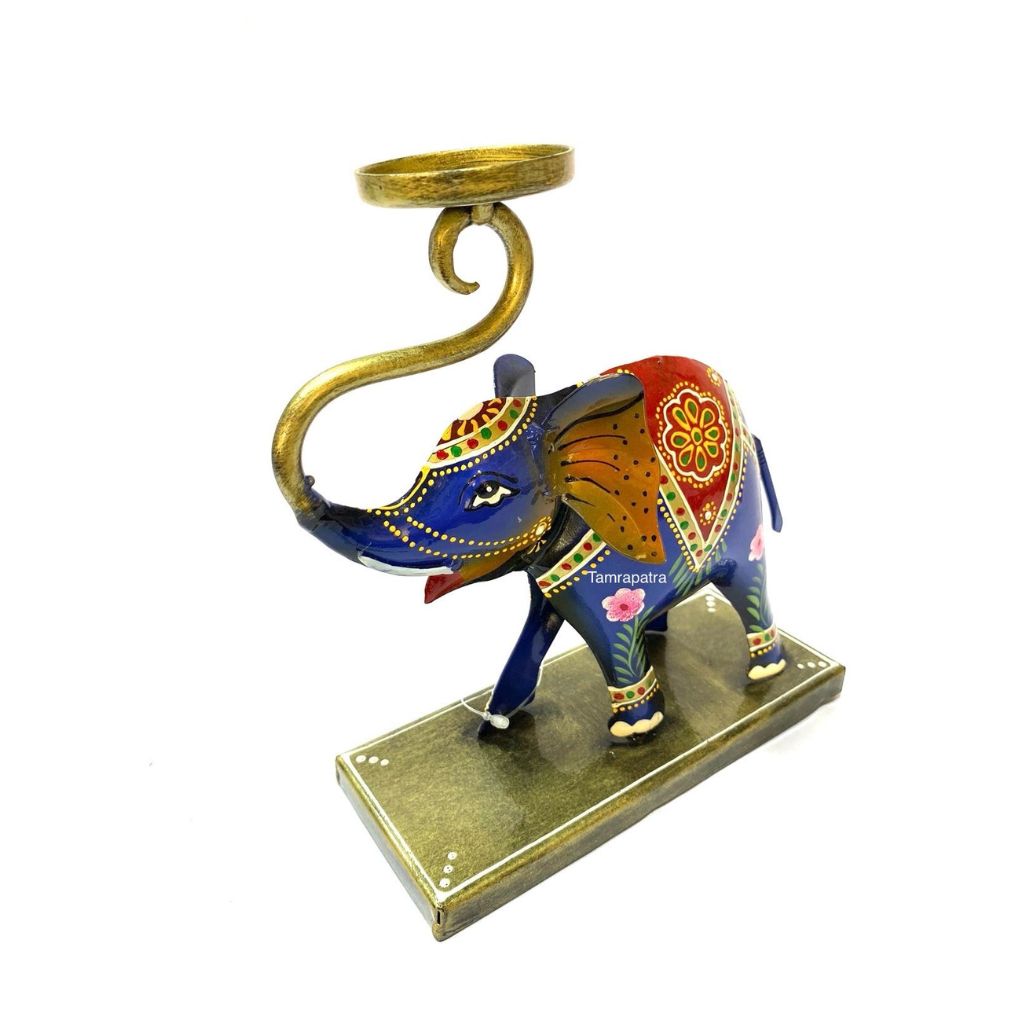 Elephant Metal Tea Light Candle Holder In Traditional Design From Tamrapatra