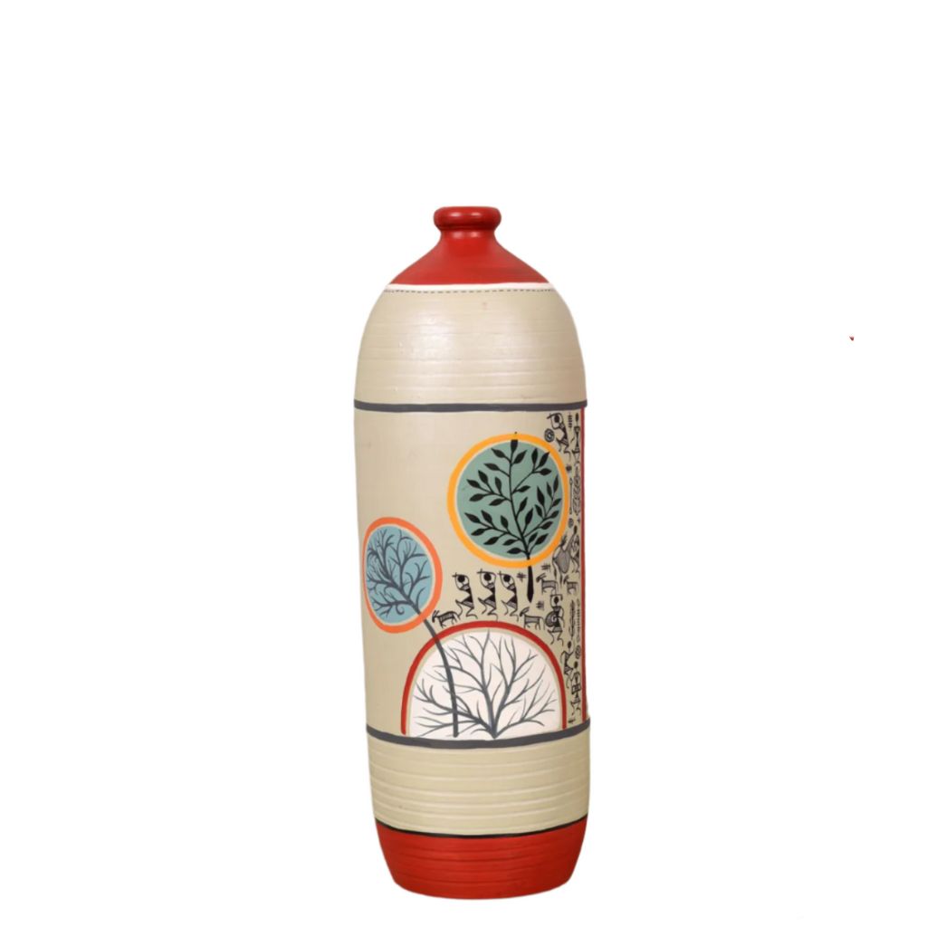 Tapper Shape Vase Superior Hand Painted Pottery Showpiece By Tamrapatra - Tamrapatra