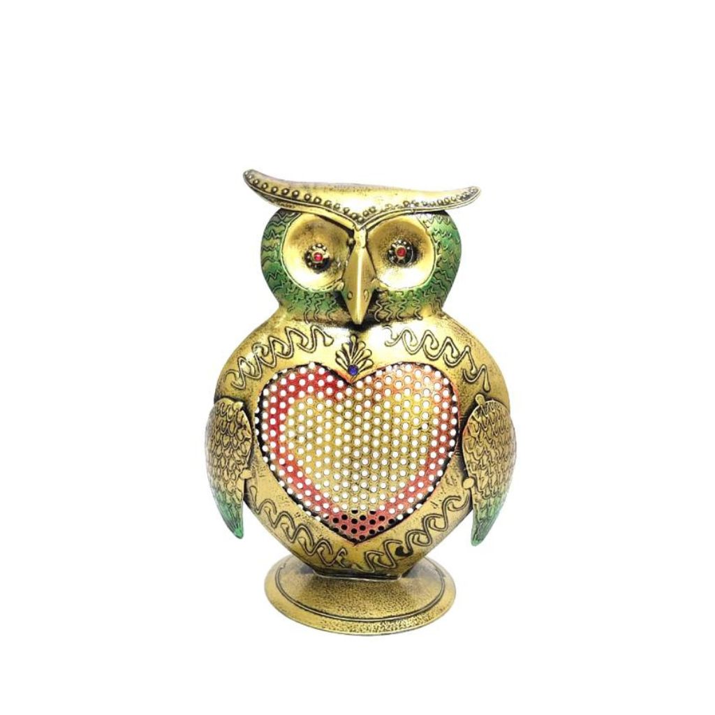 Unique Owl Metal Candle Holder Shadow With Heart Design By Tamrapatra