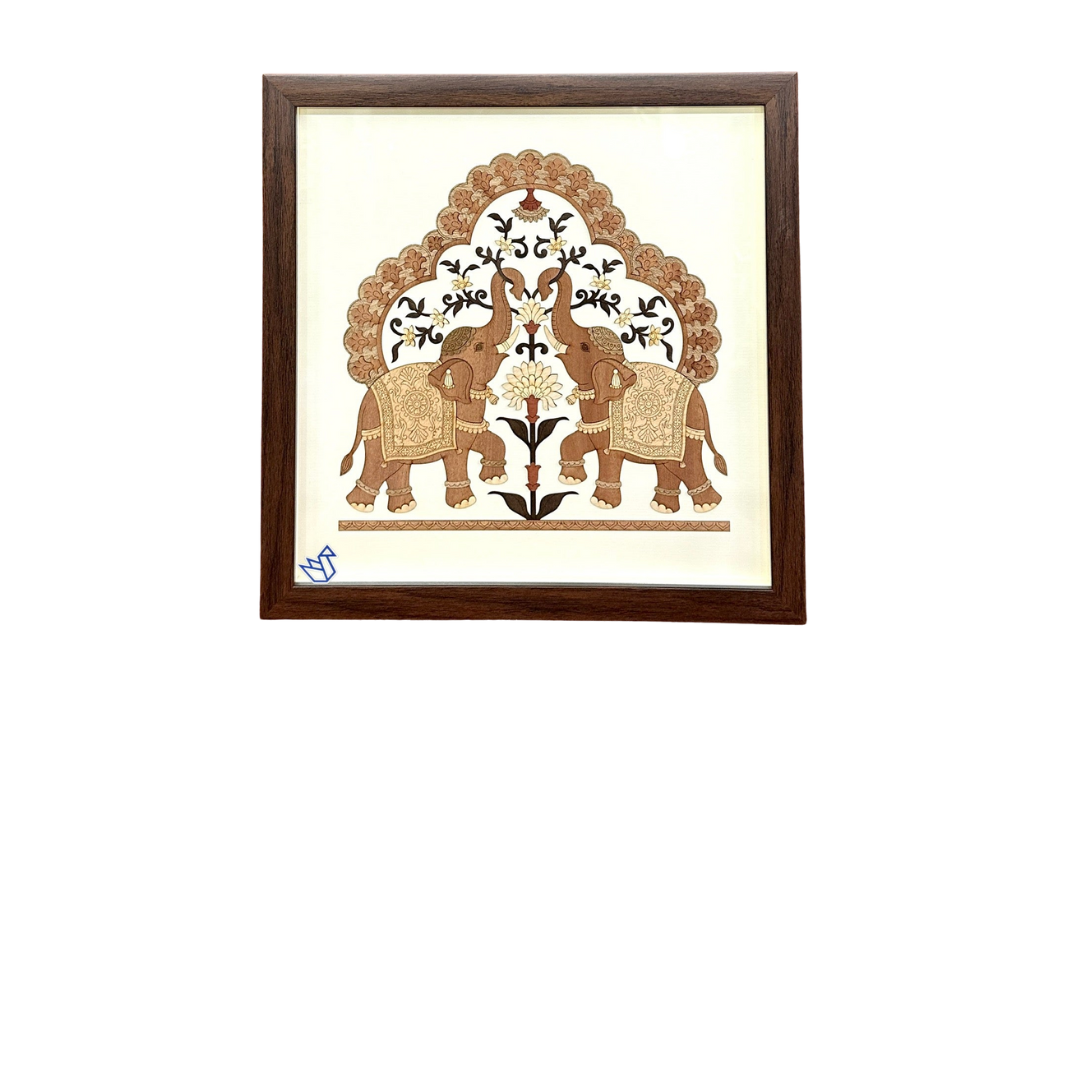 Two Elephants 3D Wood Art In Best Quality Wooden Frames Only At Tamrapatra